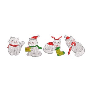 Christmas Cat Embroidery File, Funny Xmas Cat Machine Embroidery File, Holiday Embroidery Design, Digital Download