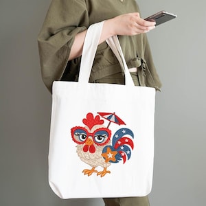 Funny Patriotic Chicken Embroidery Design – Sassy Hen with Sunglasses & Stars – 4th of July Machine Embroidery File – Digital Download