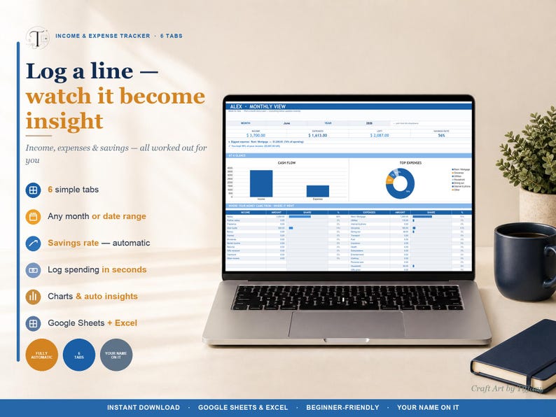 Income and Expense Tracker Spreadsheet, Monthly Expense Tracker, Google ...