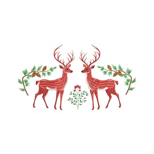Christmas Reindeer Embroidery Design, Christmas Embroidery File ,Holiday Machine Embroidery File, Digital Download