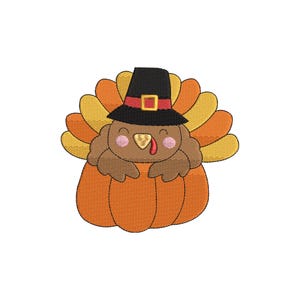 Turkey Thanksgiving Embroidery Design, Fall Pumpkin Embroidery File, Funny Chicken Embroidery File, Digital Download