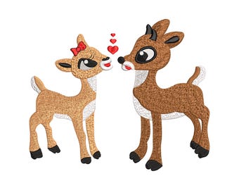 Christmas Reindeer Embroidery Design, Cute Reindeer with Christmas Light Embroidery File, Holiday Embroidery File, Digital Download