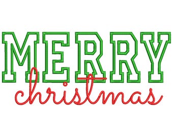 Merry Christmas Embroidery Design, Merry Christmas Machine Embroidery File, Digital Download