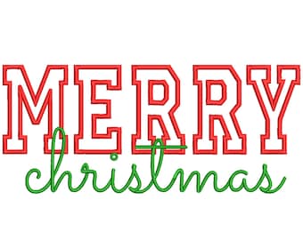 Merry Christmas Embroidery Design, Applique Embroidery Design File,  Merry Christmas Machine Embroidery File, Digital Download