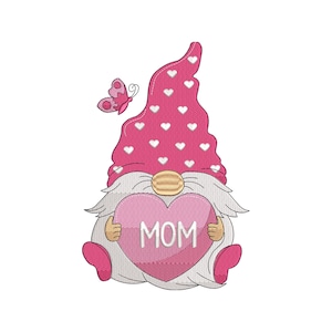 Gnome Embroidery Design, Cute Valentine Gnome Embroidery File, Holiday Machine Embroidery File, Digital Download