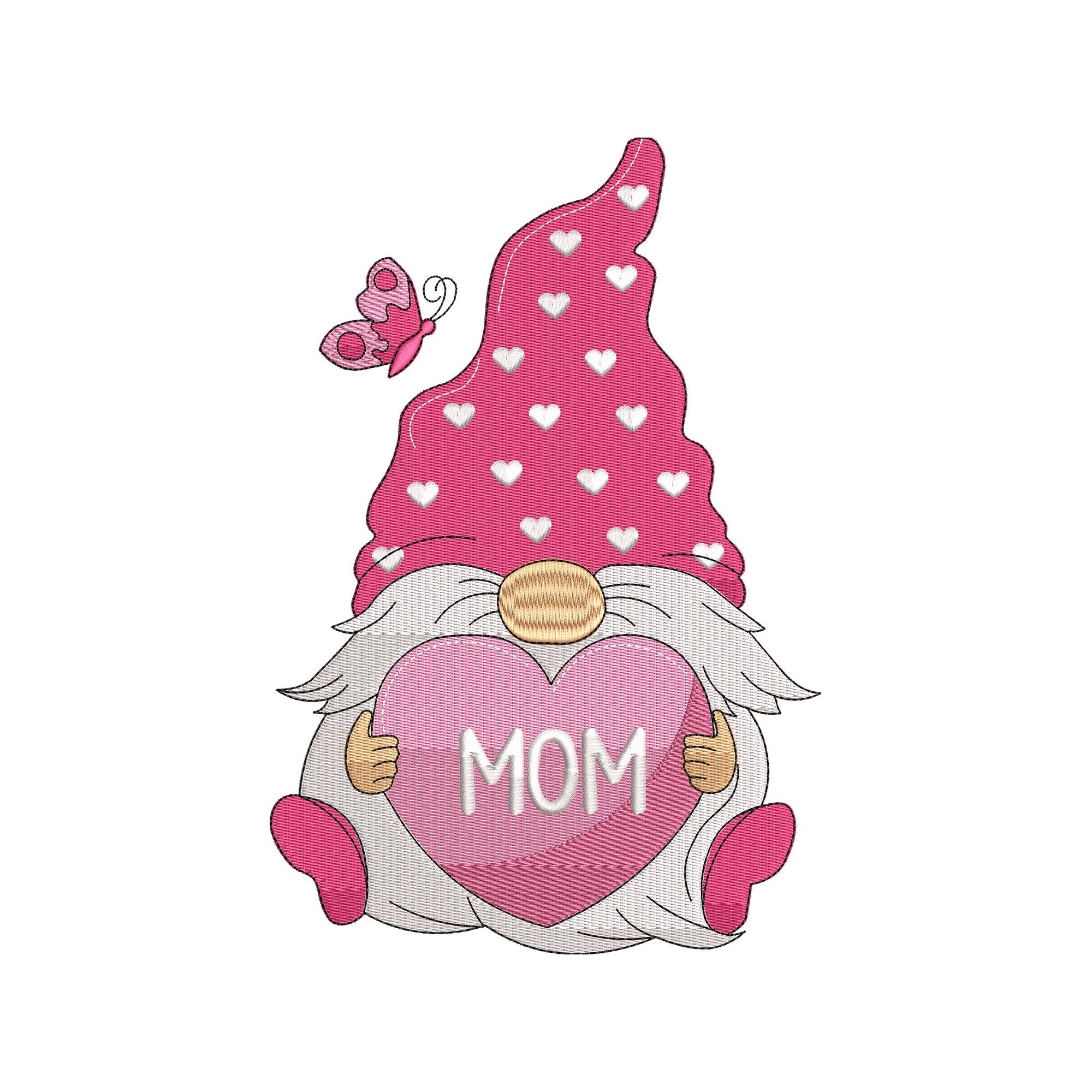 Gnome Embroidery Design, Cute Valentine Gnome Embroidery
