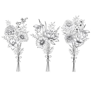 Benutzerdefinierte Geburt Blumenstrauß, Familie Geburtsmonat Tattoo-Design, bis zu 10 Blumen, Blumenstrauß Print Floral Tattoo Design Digitaler Download