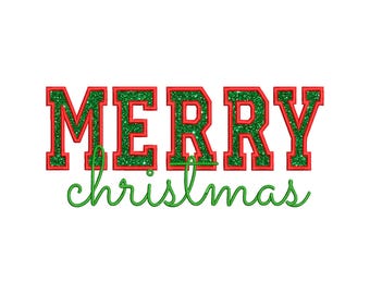 Merry Christmas Embroidery Design, Merry Christmas Machine Embroidery File, Digital Download