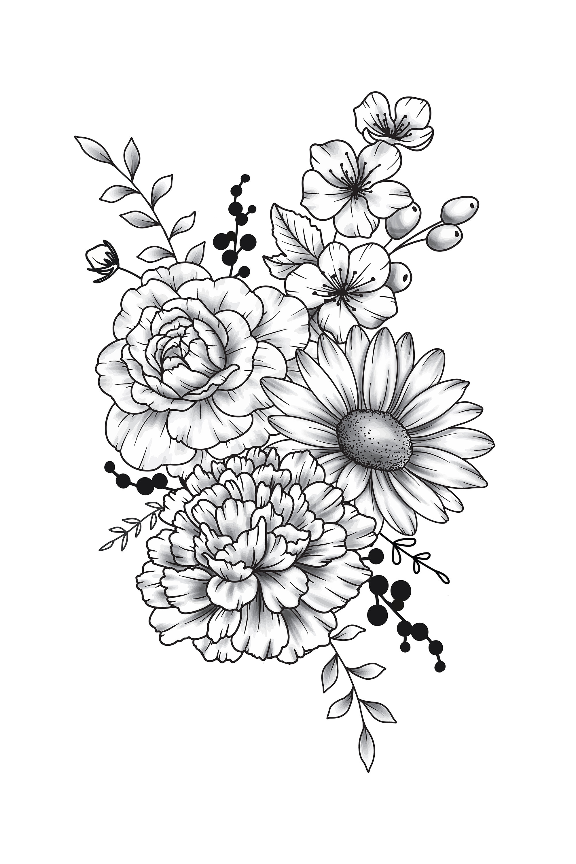 Custom Birth Flower Tattoo Design, Birth Month Tattoo Family Tattoo Grandma Garden Personalized Birth Month Wildflower, Digital Download