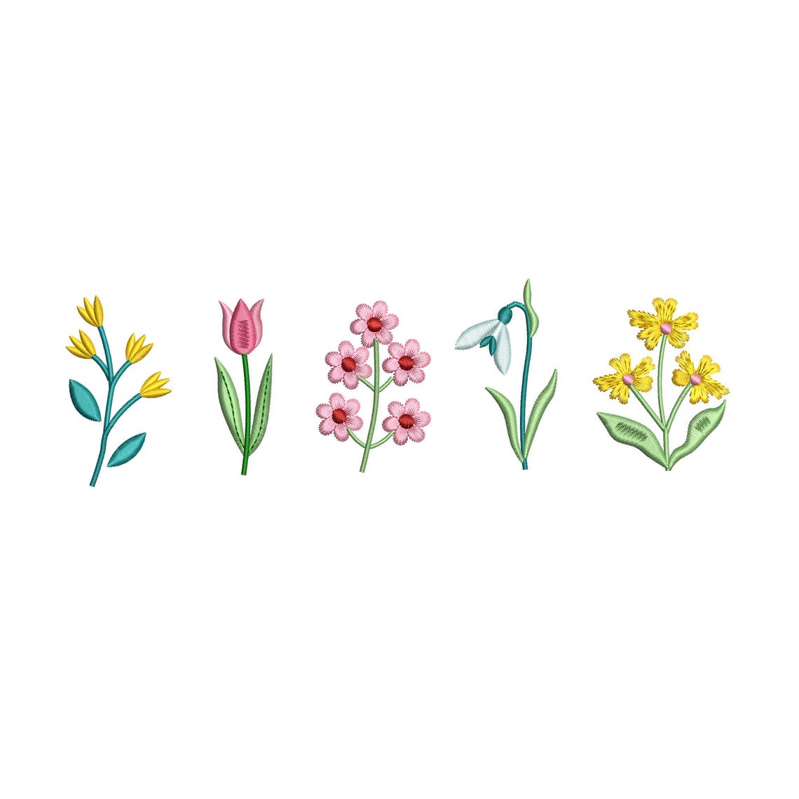 Set of 10 Mini Floral Embroidery Designs Set, Small Flower Embroidery ...