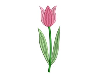 Tulip Embroidery Design, Simple Single Pink Flower Machine Embroidery File, Spring Floral Stitch Pattern, Digital Download