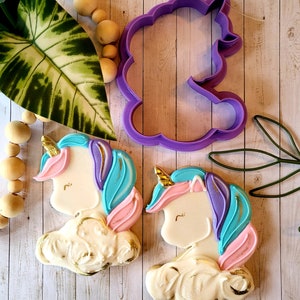 Unicorn with clouds or flowers cookie cutter