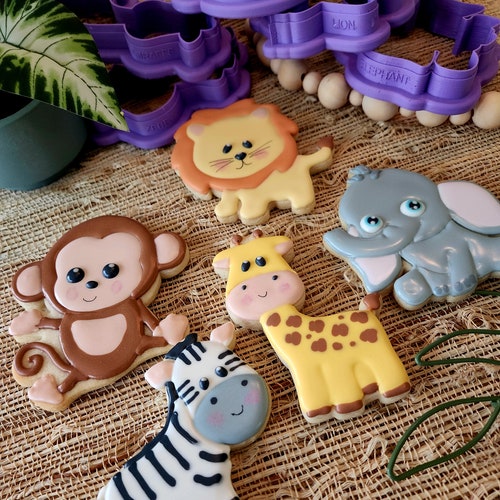 Safari Animal Faces Cookie Cutter Set Birthday Theme Etsy
