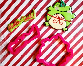 Mistle-toad Christmas cookie cutter set, Toad Christmas cutter, frog Christmas cookie cutter