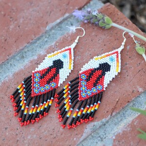 Huichol earrings - Mexican women  beaded Earrings-Hand Made Wixàrika Earrings-Mexican Beaded Earrings-Women Mexican gift