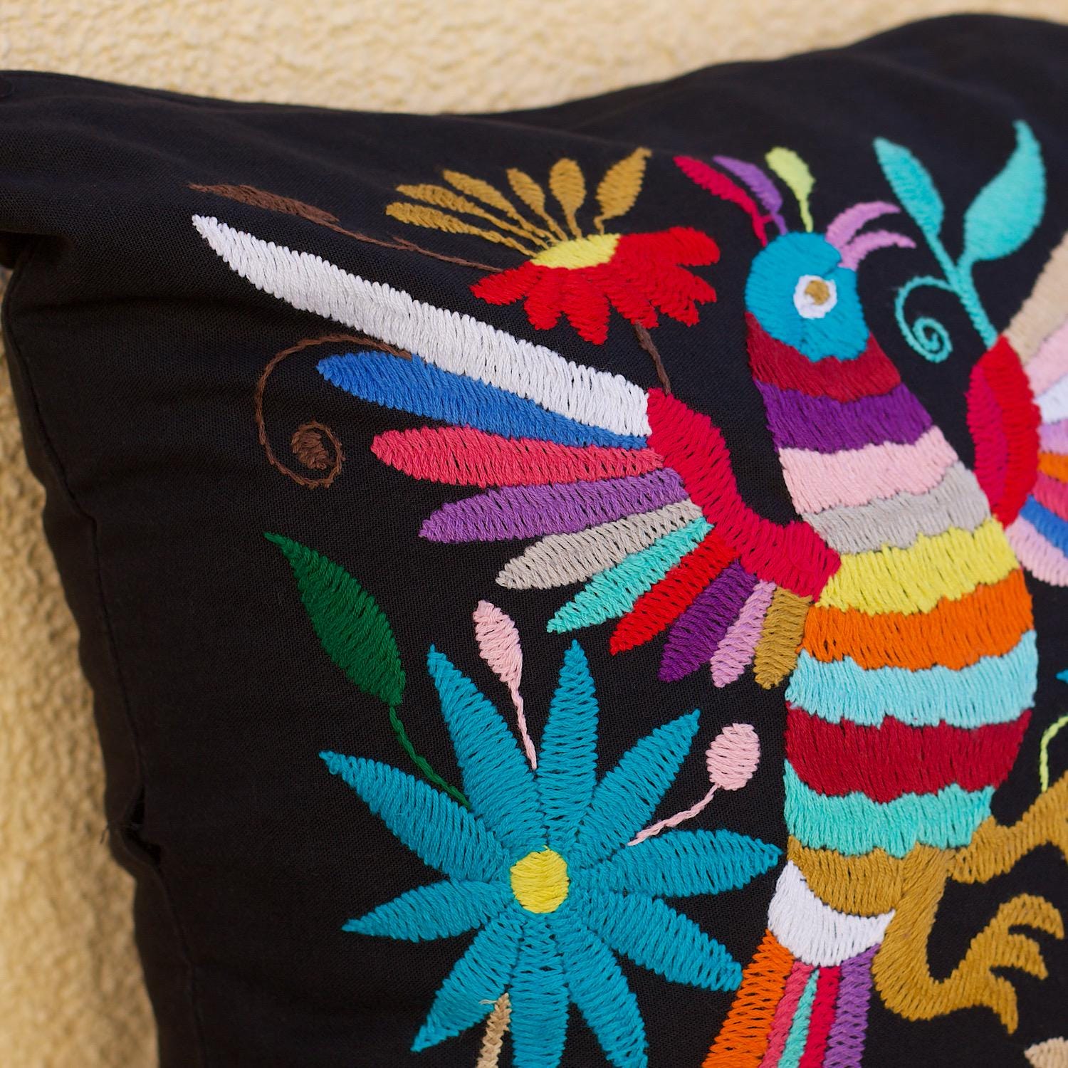 手刺繍のオトミ枕カバー、メキシコの民芸クッション - Etsy 日本