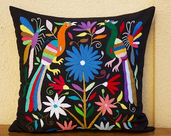 Otomi HandEmbroidered Pillow Cover | Handmade Mexican Cushion