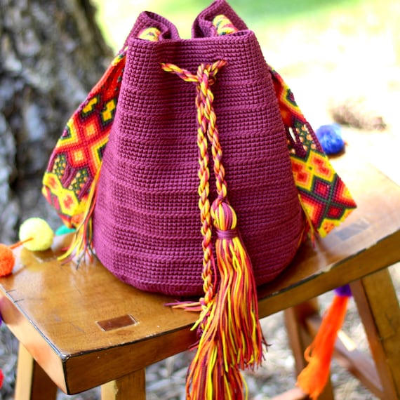 Handwoven Crochet Bag artisanal Mayan Morral mexican Crochet Bag