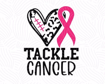Tackle Cancer Leopard svg, Borstkanker Awareness svg voor shirt, Voetbal Luipaard hart svg, Pink Ribbon svg, Tackle Borstkanker Svg