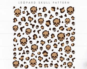 Leopard Skull Pattern SVG, Skull Cheetah Pattern Svg, Halloween