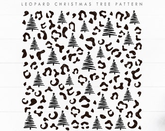 Leopard Christmas Tree Pattern SVG, Christmas Tree Line Cheetah pattern svg, Christmas pattern svg, Digital paper svg, cut file download