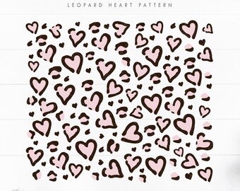 Pale Pink Leopard heart print pattern svg, Valentine Heart pattern svg, Heart Cheetah Pattern svg, Valentine Digital paper, Digital Download