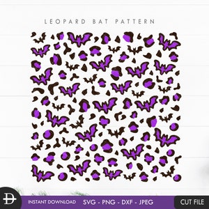 Purple Leopard Bat pattern svg, Bat Cheetah pattern svg, Halloween digital paper svg, Bat halloween leopard cut file, Digital download