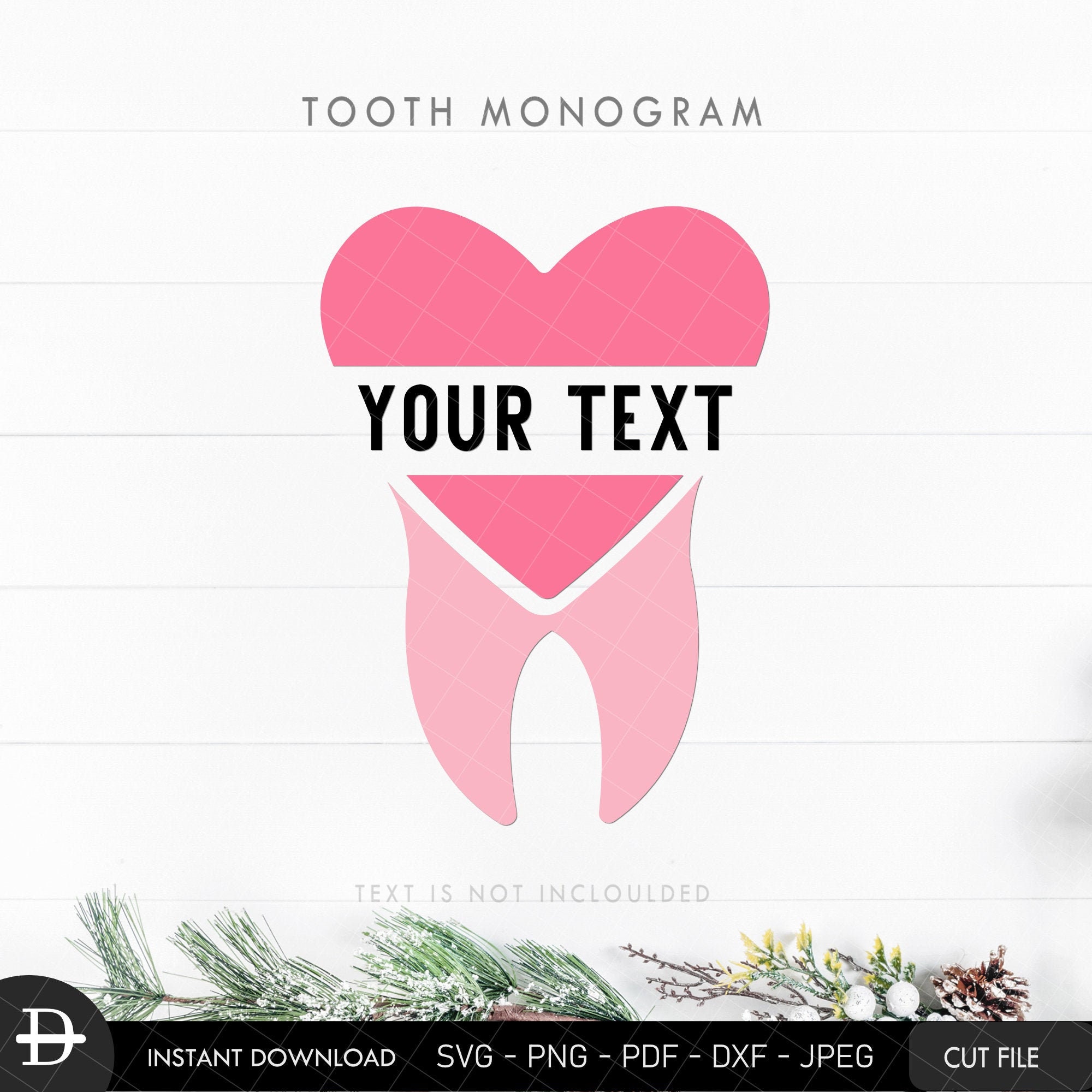 Tooth heart monogram Dental Velentine Keychain instant SVG cut | Etsy