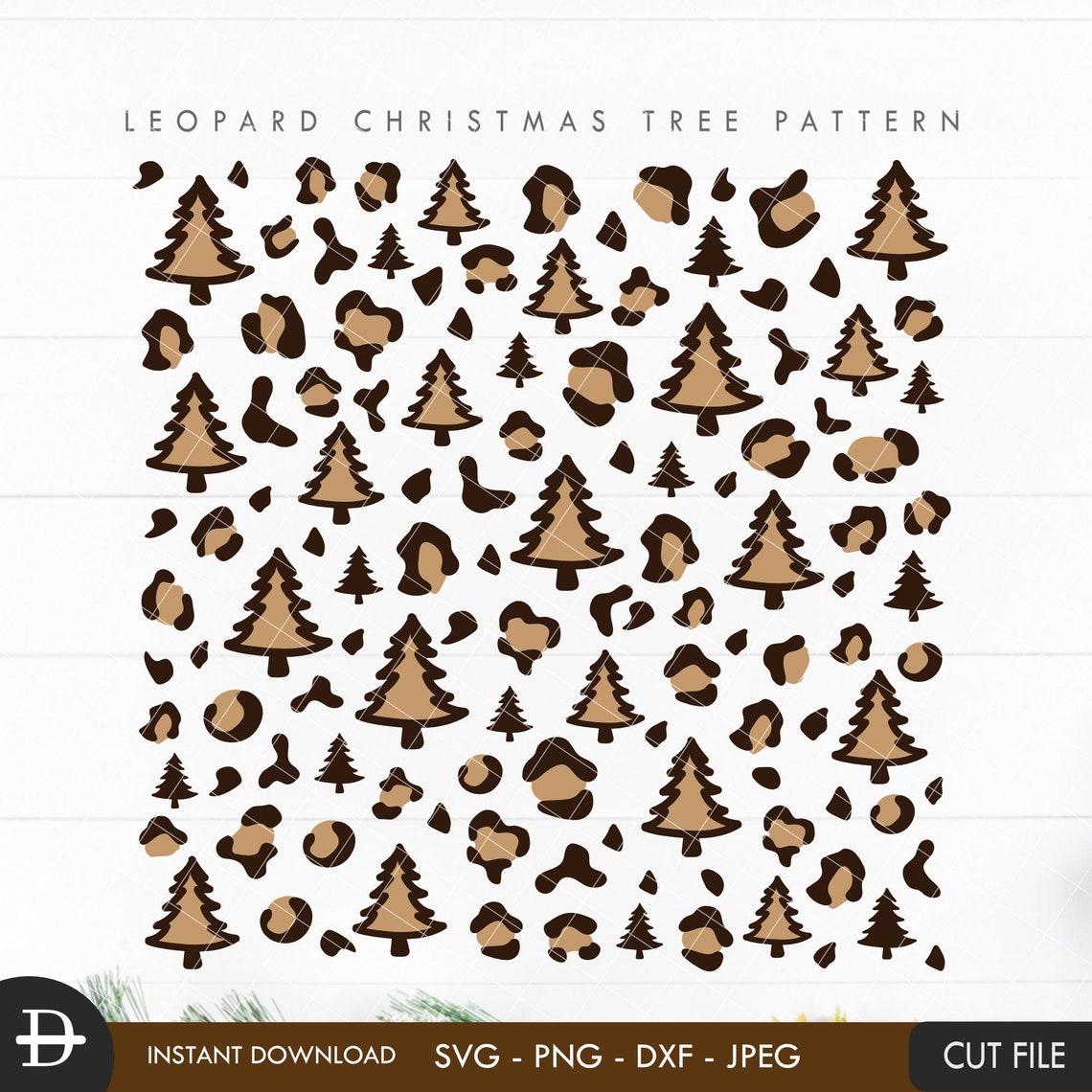 Christmas Tree Leopard Pattern SVG Christmas Tree Cheetah Etsy