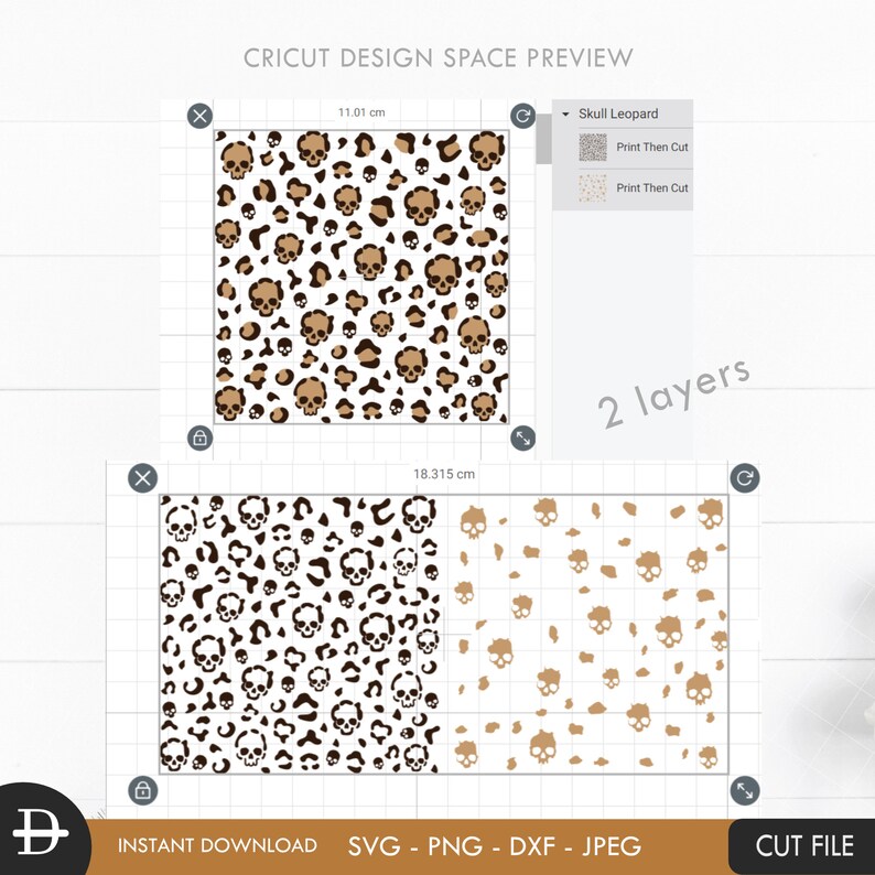 Leopard Skull Pattern SVG, Skull Cheetah pattern svg, Halloween digital paper svg, Skull leopard cut file, Instant download image 2