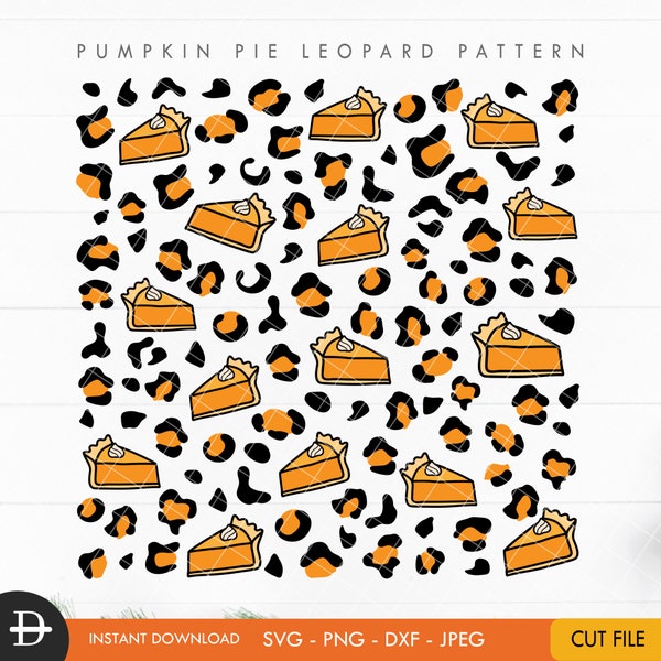 Thanksgiving Pumpkin Pie Leopard Pattern, Pie Cheetah pattern svg, Fall digital paper, Digital download