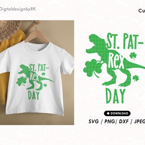 St. Patrick s Rex day svg, Dinosaur Patrick day svg, Baby kids patrick day, Dino Clover svg, T-Rex shamrock svg, Digital cut file download