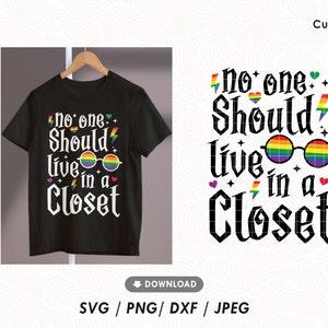 No One Should Live In A Closet svg, LGBT Gay Pride svg for shirt, Pride month svg, Digital cLbirthday quote svg,esbian gay ut file download