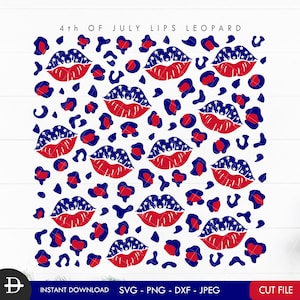 4. Juli Lippen Kuss Leopard Muster, American Kiss Gepard Svg, Atriotic 4th Juli Muster, USA Flagge Lippen Leopard, Digital Cut Datei downlaod