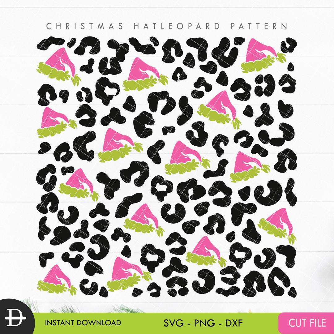 Pink Green Santa Hat Leopard Pattern SVG Christmas Hat - Etsy