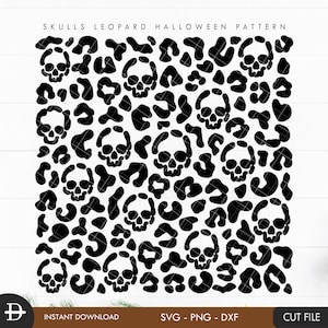 Black Leopard Skull Pattern, Skull Cheetah pattern, Halloween digital paper, Bleached sleeve sublimation, cut file digital download