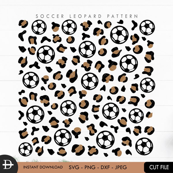 Soocer Leopard Pattern, Soccer mom Cheetah svg, Sport Game day, Soccer mom svg, digital paper, Instant download, Pattern cut file