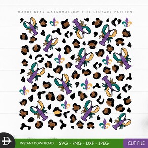 Crawfish Mardi Gras Fleur De Lis Leopard Pattern, Mardi Gras Carnival Cheetah Bleached sleeve png Digital Paper, Digital Cut File Download