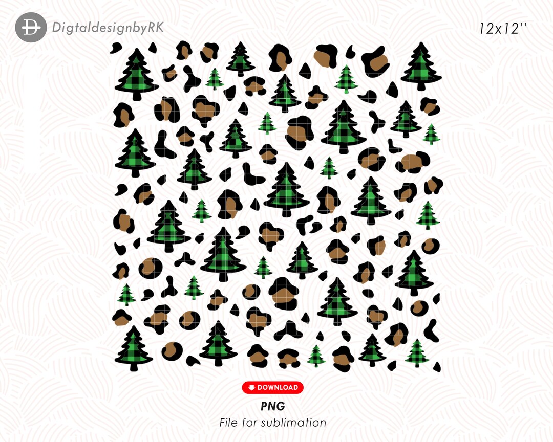 Buffalo Plaid Christmas Tree Leopard Pattern, Christmas Tree Cheetah