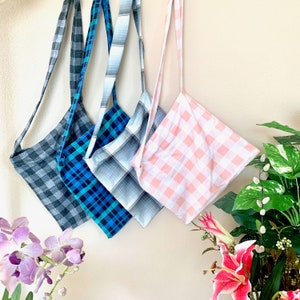 Versatile and Soft, Cotton Crossbody Totes  with Pockets | Flannel | Plaid • Checkered | Crossbody Bag | Shoulder Bag | Shopping Tote