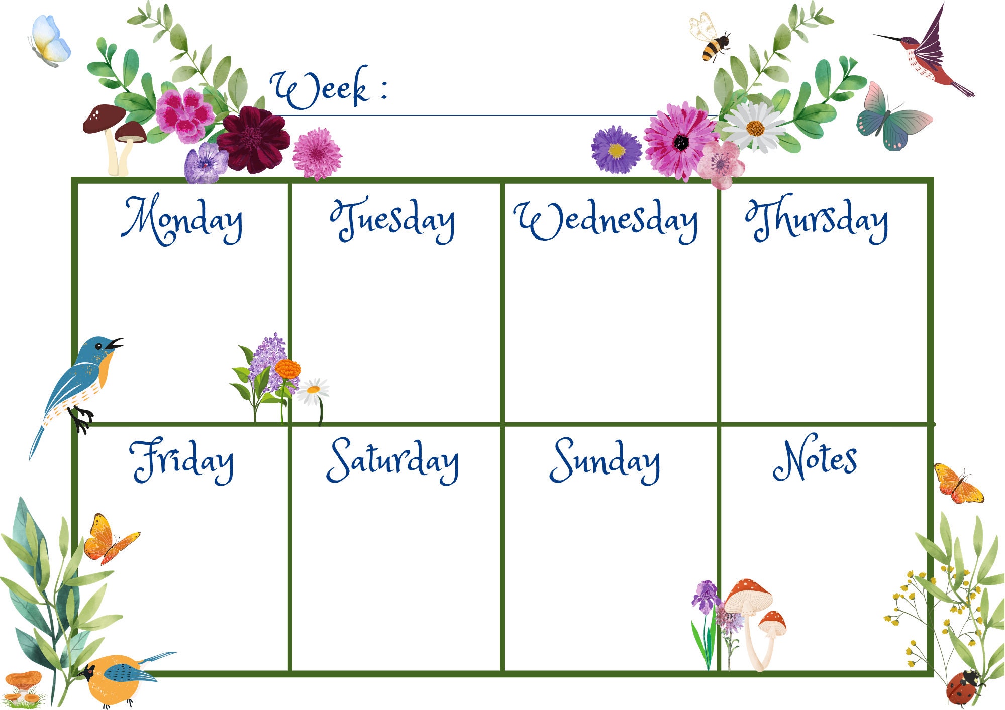 Digital Spring Calendar Reusable Etsy UK