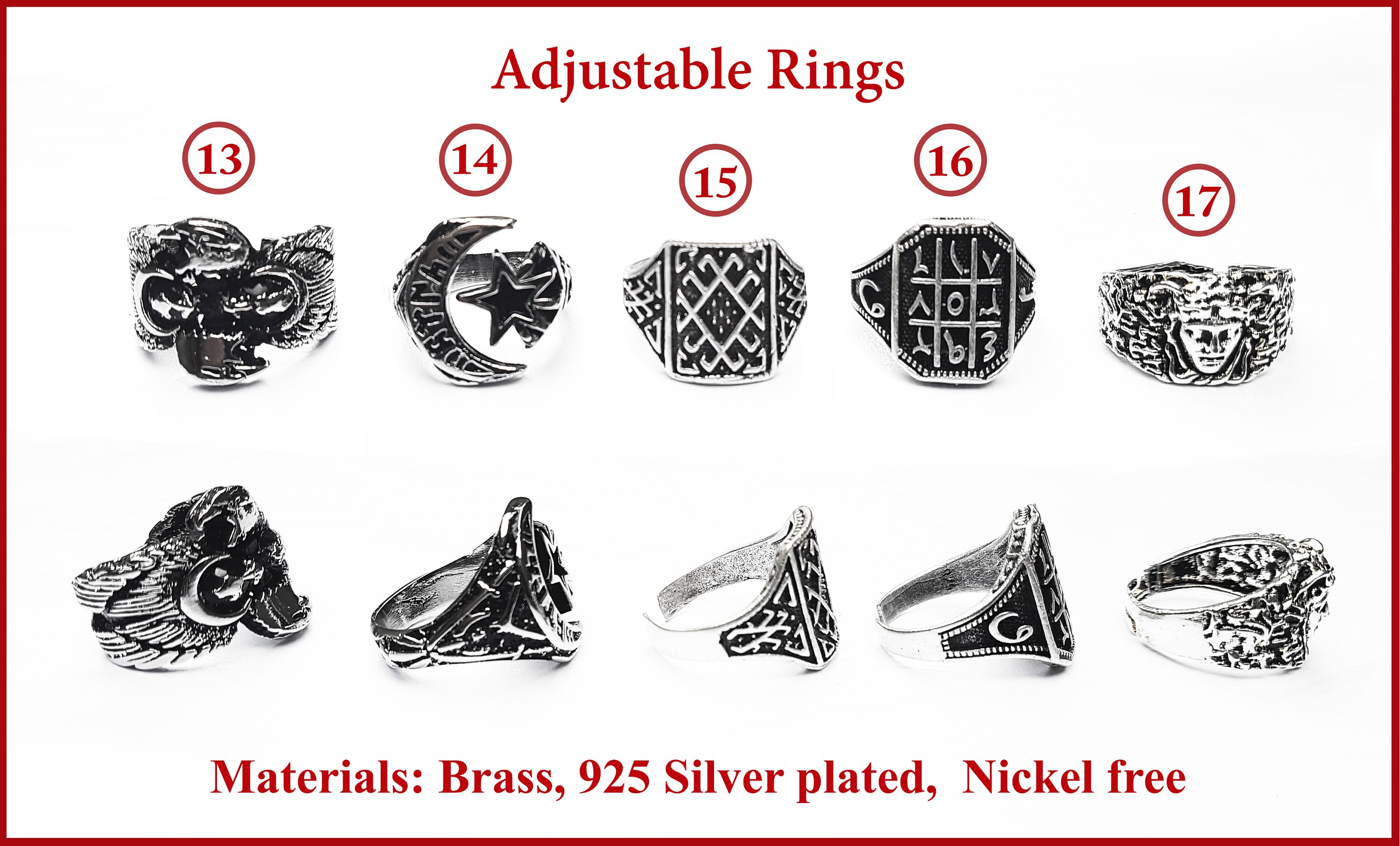 Silver fashion Mens' ring Adjustable Rings Masculine Etsy