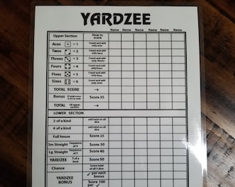 yardzee score sheet etsy