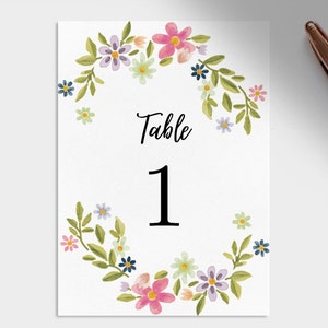 Table Numbers Pastel Florals