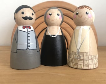 Agatha Christie - Miss Marple - Poirot - Hand Painted Wooden Peg Dolls