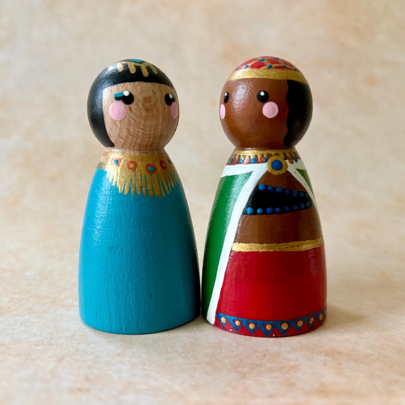 Warrior Queens and Legendary Heroines of History - Hand-Painted Peg Dolls – Boudicca, Cleopatra, Njinga, Joan of Arc, Pocahontas image 4