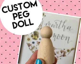 Customised Wooden Peg Dolls - Hand Painted - Create Your Family, Friends, Teacher or Small Business Logo