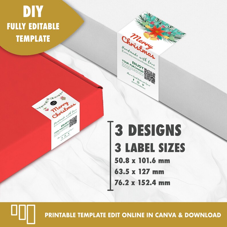 Printable Box Seal Sticker Template With QRCODE Editable Etsy