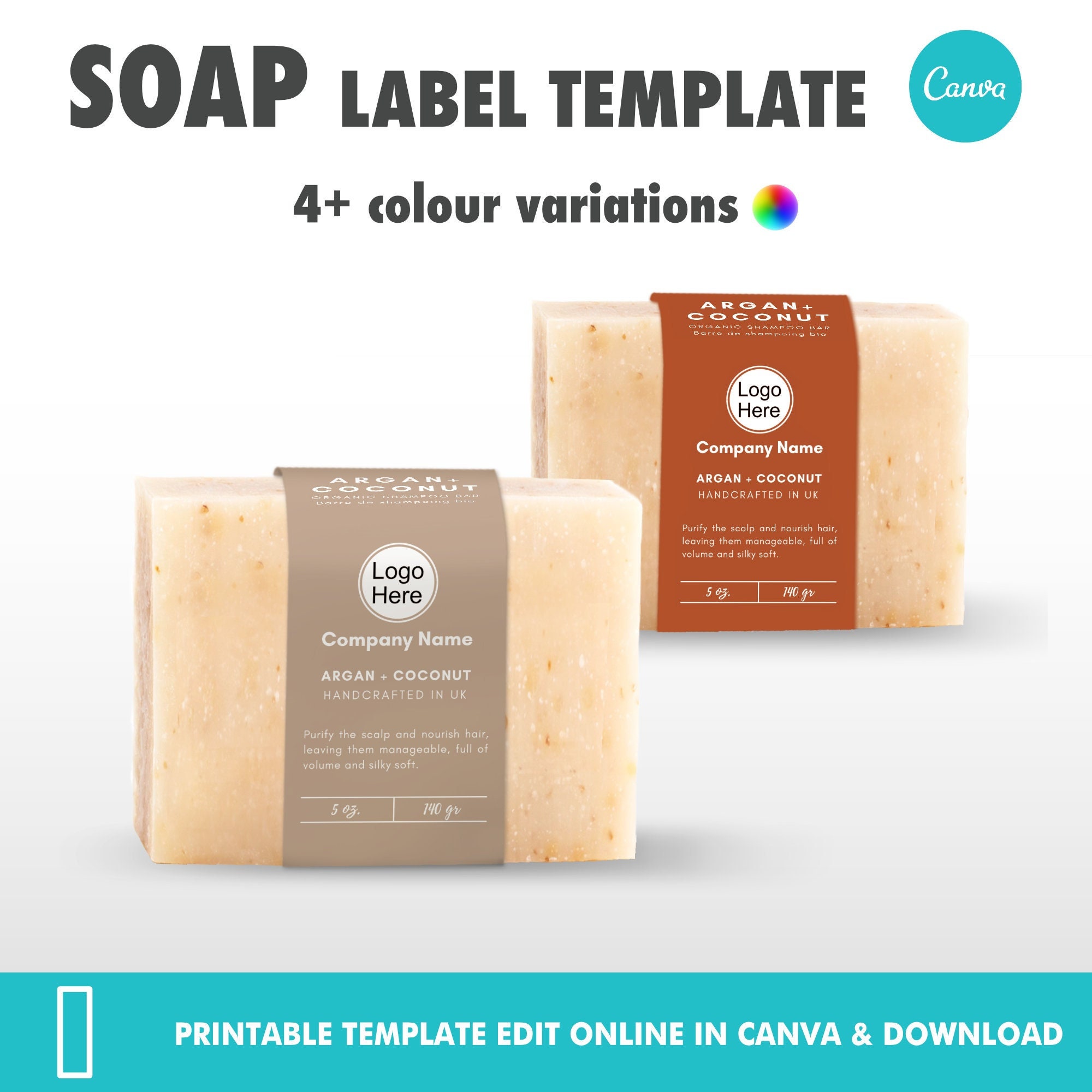 Editable and Printable Custom Bar Soap Label Template DIY - Etsy