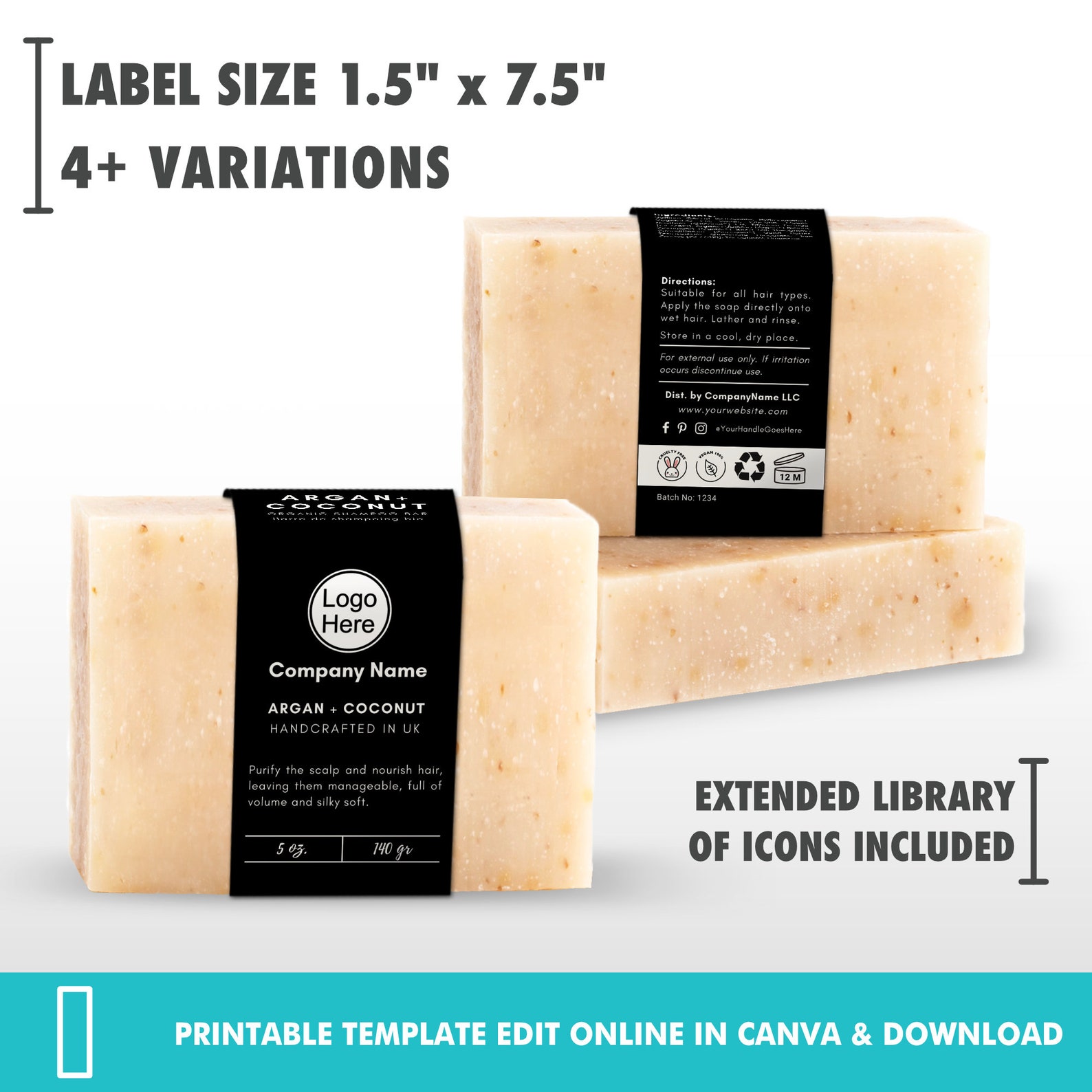 Editable and Printable Custom Bar Soap Label Template DIY - Etsy